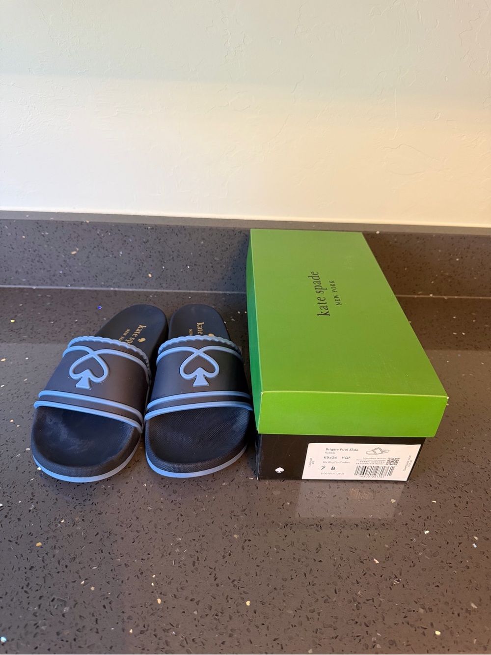 kate spade Navy and Light Blue Slide Sandals